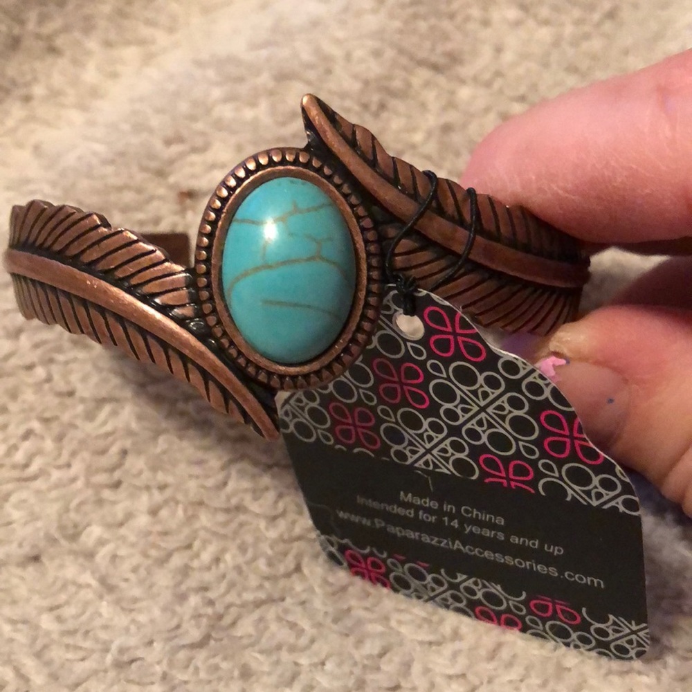 Turquoise & Brass Bangle Bracelet